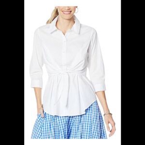 Evryday Jane Women's Tie-Front Shirt White - Regular